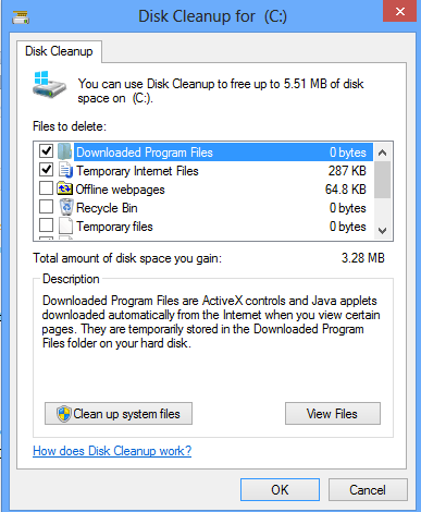 विंडोज 8 डिस्क सफाई